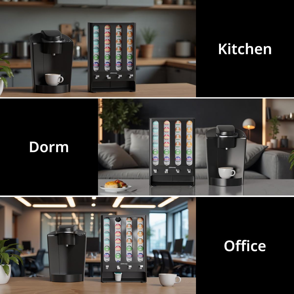 LifeMoreasy K Cup Holder Creative Coffee Pods Storage Stand Vending-Style K Pod Dispenser K Cup Organizer for 28 Pods
