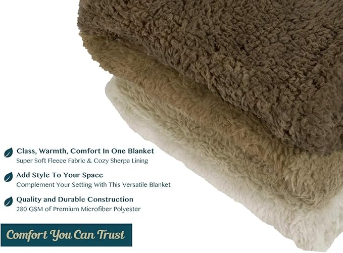 PAVILIA Fluffy Sherpa Throw Blanket Ombre | Gradient Plush, Soft, Fuzzy, Decorative Accent Throw Blanket for Couch Sofa Bed | Cozy Warm Decorative Furry Faux Fur Blanket, 50x60 Inches Taupe