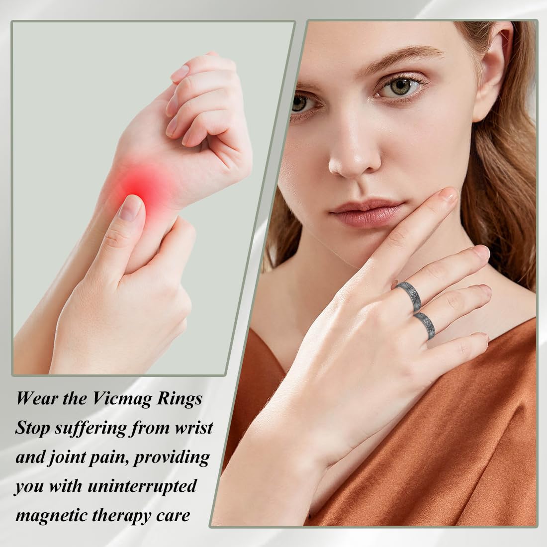 Vicmag Copper Magnetic for Women Magnetic Rings 99.9% Copper Finger Strong Magnet Gift Adjustable