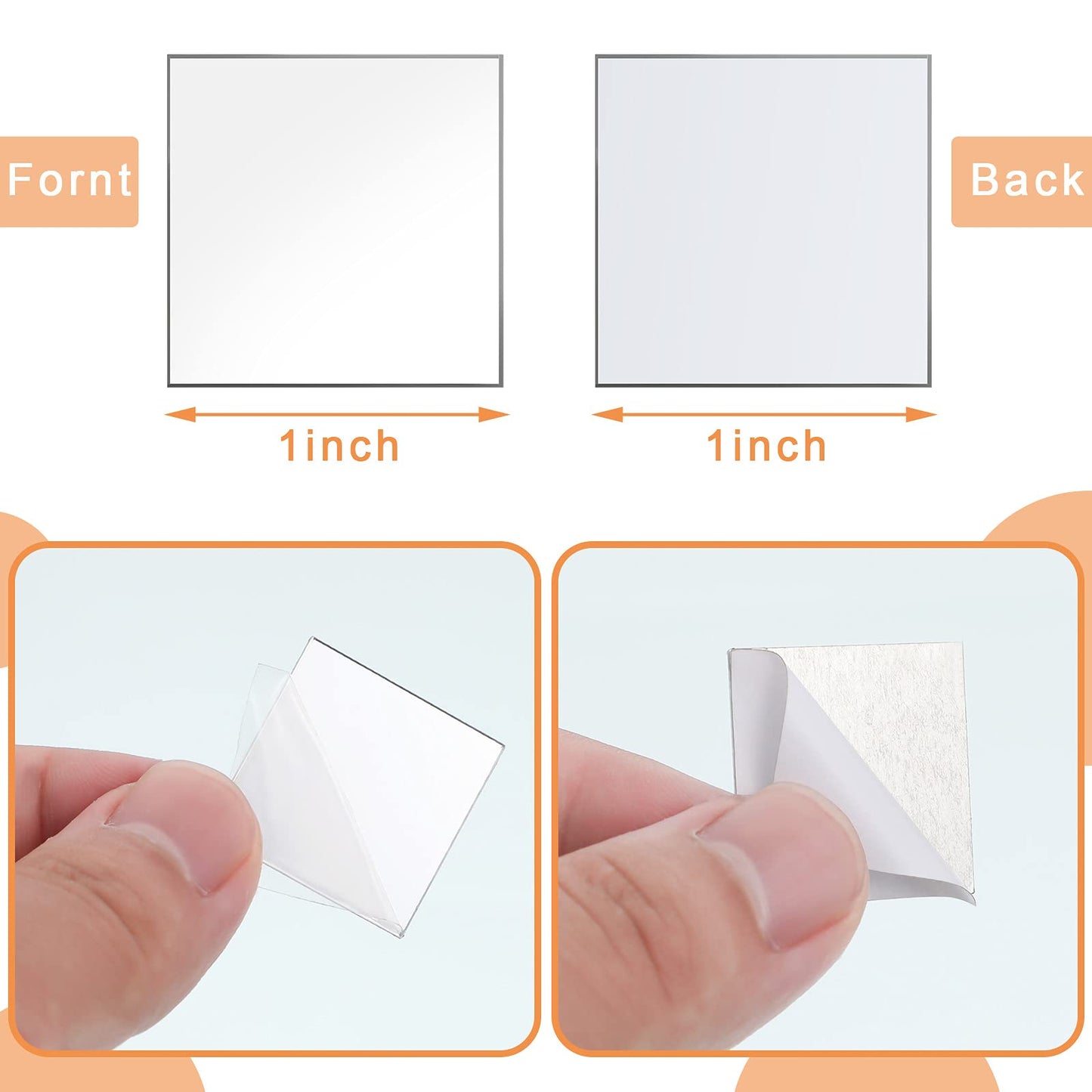 Jetec 300 Pcs Mini Size Square Mirror Tiles Adhesive Small Square Craft Mirror Tiles for Crafts and DIY Projects Supplies (1 Inch)