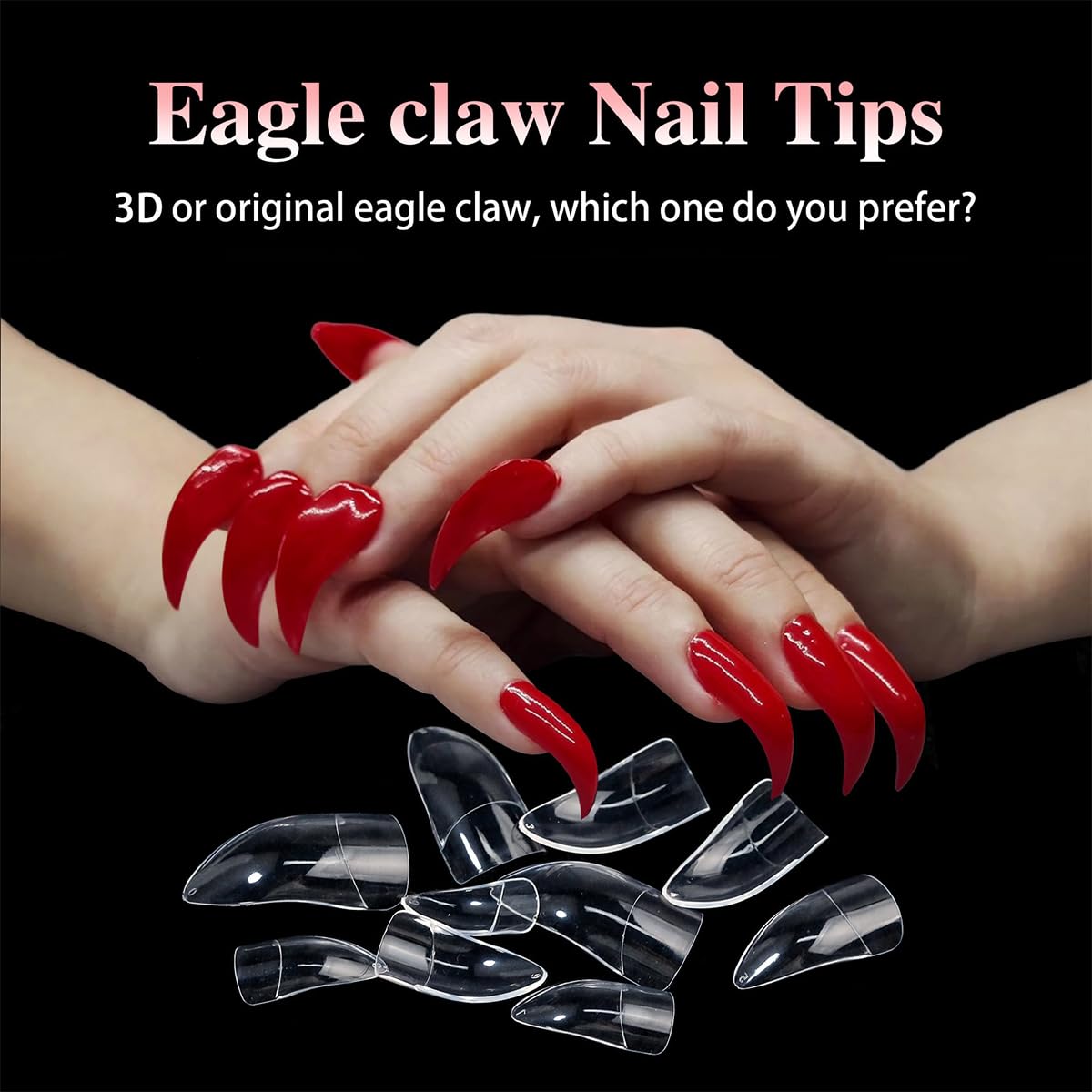 140 Pcs Eagle Claw Nail Extension Tip Pre-Shaped PP Gel Full Cover Long Curved Stiletto False Reusable Nail Tips (1, Transparent)