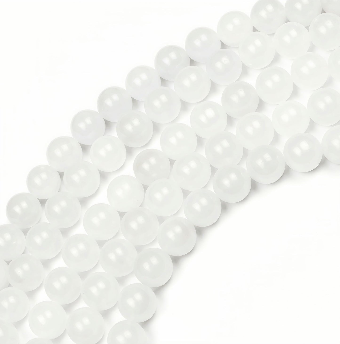 MJDCB Beads for Energy Bracelets Yoga Bracelet DIY Bracelet Natural Stone Beads White Jade 38 Pieces, 10mm