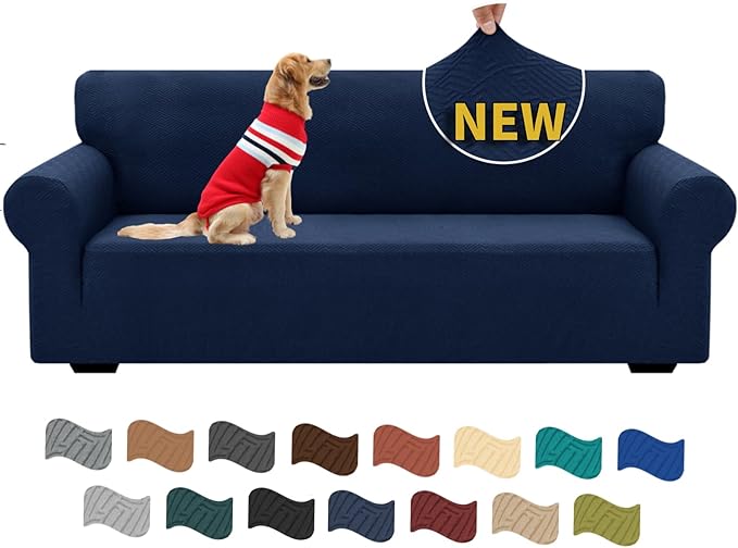 XINEAGE 2026 New 1 Piece Couch Covers for 3 Cushion Couch (79"-91") Stretch Sofa Cover Slipcover Pet Friendly Soft Washable Furniture Protector with Elastic Bottom for Kids,Dog (Sofa, Navy Blue)