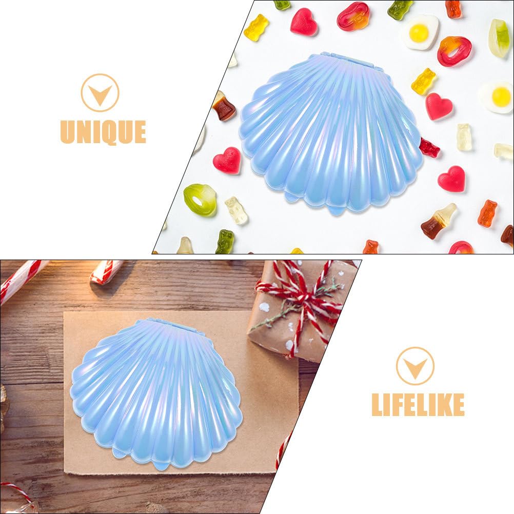 VOSAREA Sea Shells Candy Boxes 30pcs Seashell Party Favor Containers Clam Treat Holders Plastic Chocolate Box for Wedding Birthday Shower Decorations Supplies Sky-blue