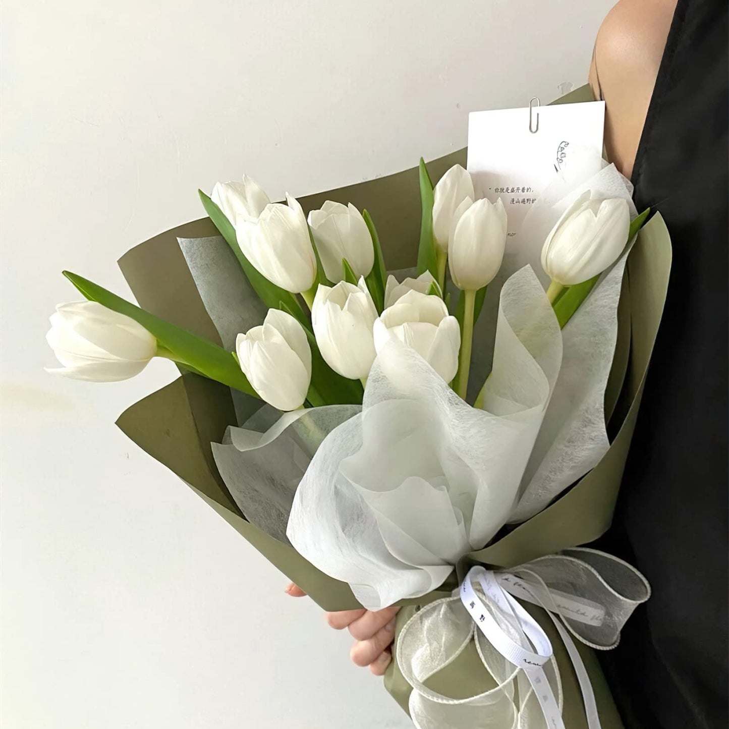 LWFyyds 20 sheets Korean Wrapping Paper Flower Wrap Waterproof Bouquet Wrap Tissue Florist Supplies, 22.8 inch x 22.8 inch (Withe01)