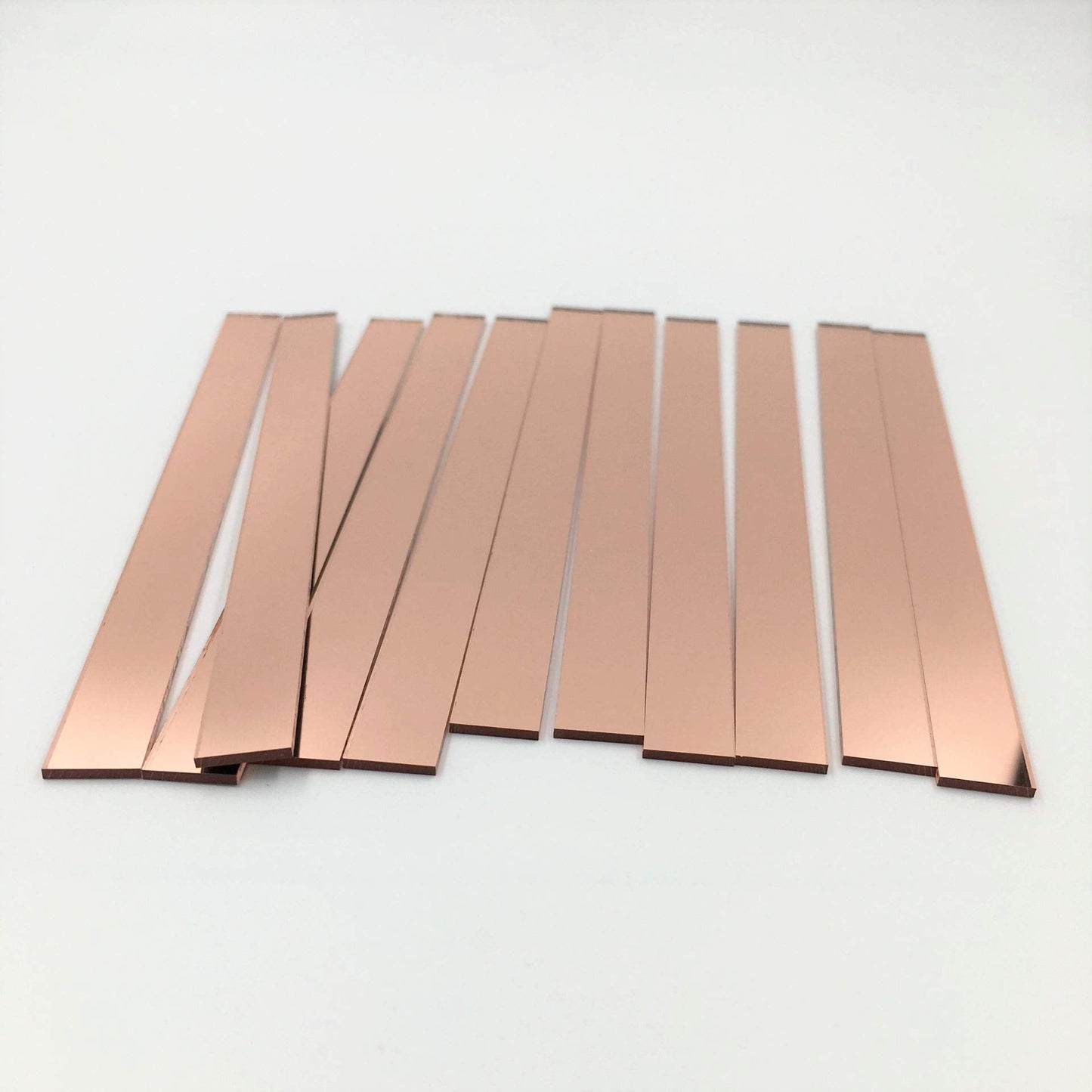 NUO RUI 3/8" x 5" Glass Mosaic Rectangles Rose Gold Mirror Mosaic Tiles (Pack of 50)