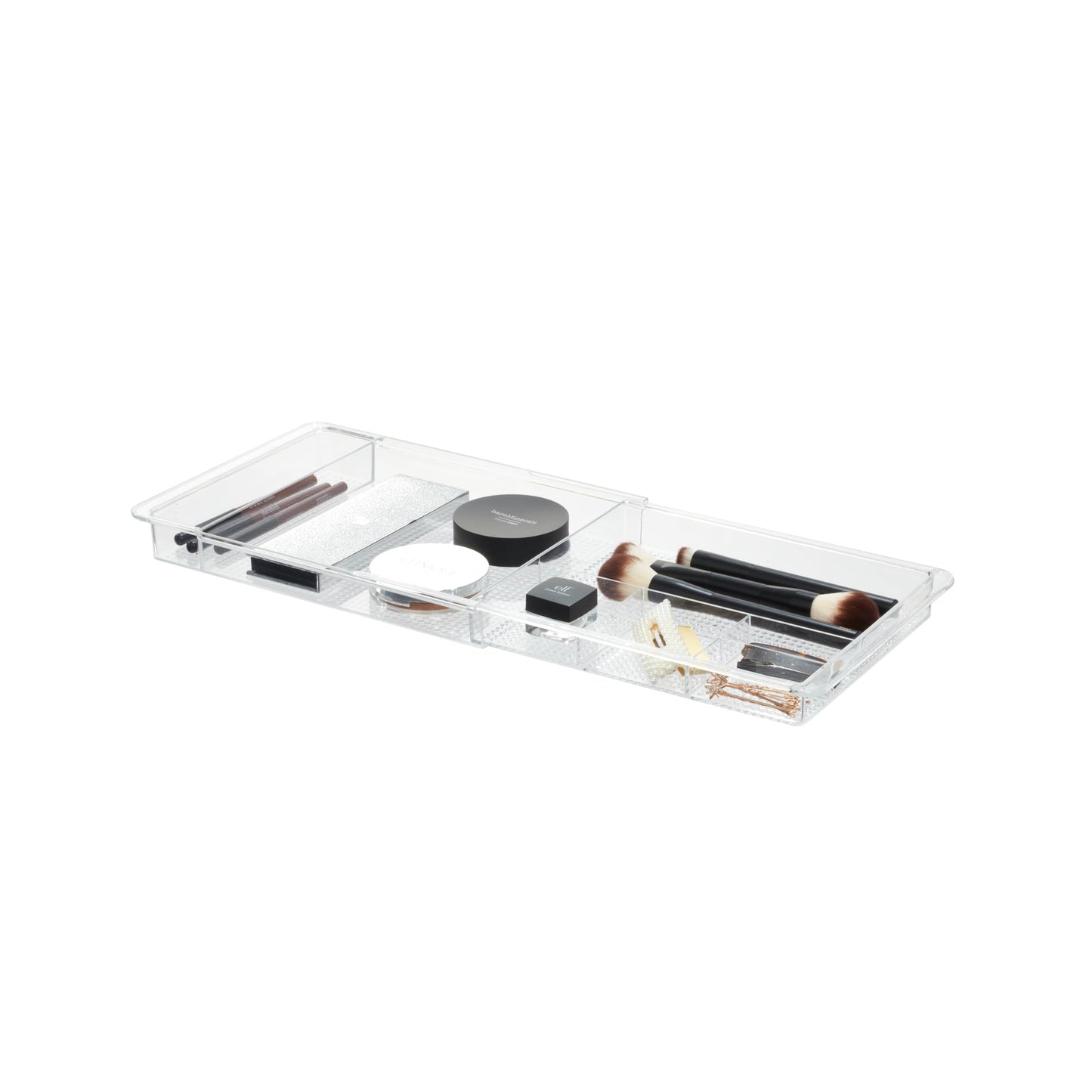 iDesign Expandable Makeup Drawer Organizer, Shallow Tray for Bathroom or Vanity Storage - Clear