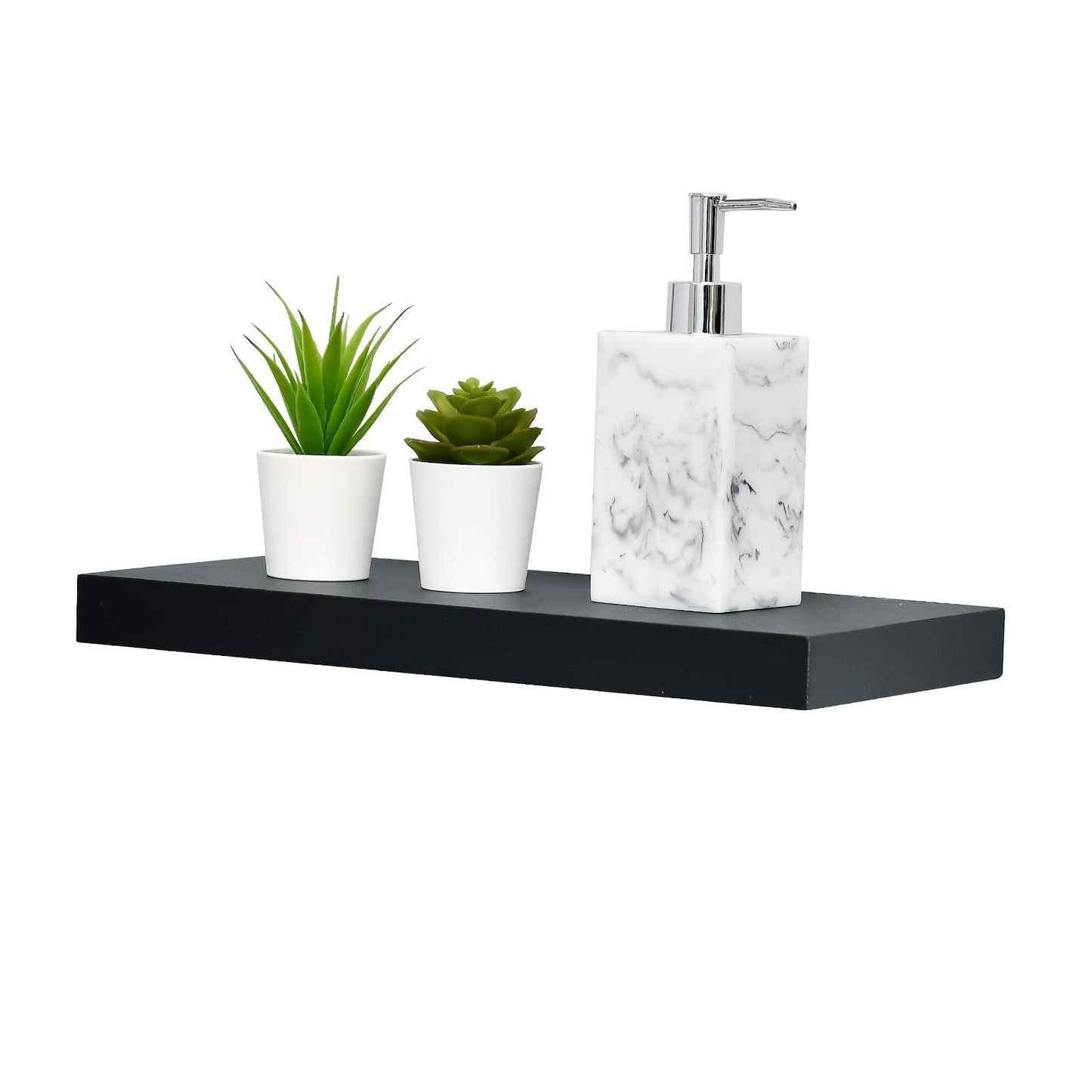 WELLAND Set of 2 Floating Shelves Wall Mounted Shelf, for Home Decor with 8" Deep (Black, 15 inch)