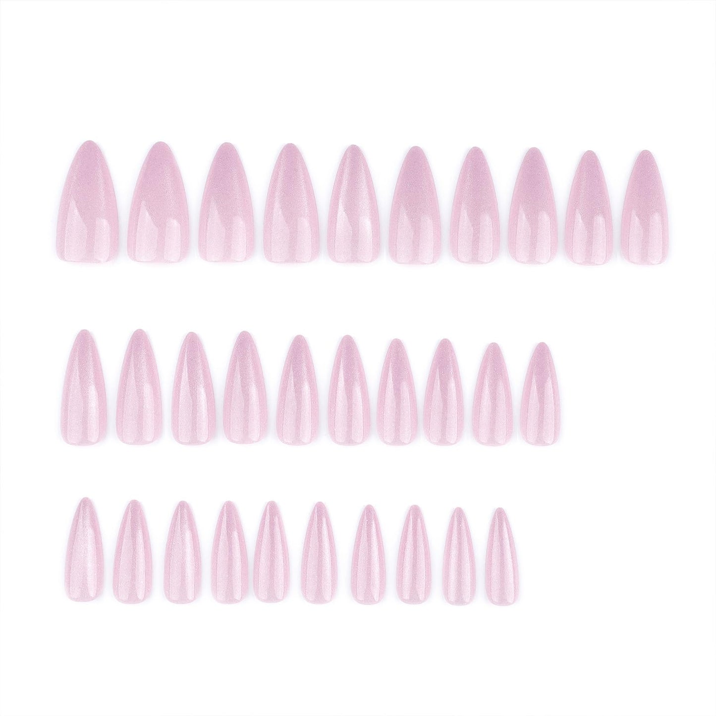 SINHOT Stiletto Press on Nails - Long, Glossy Glue on Nails with Cat Eye Design, Almond Shape, Nude Pink Color - 24 pcs
