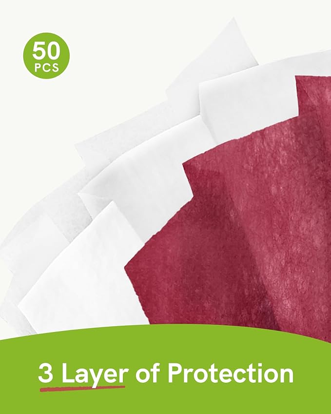 FriCARE Disposable Face Masks, 3-Ply ASTM Level 3 Medical Grade, FSA/HSA Eligible, Breathable & Comfortable for Allergy/Sun Protection, 50 Pack Berry Orchard