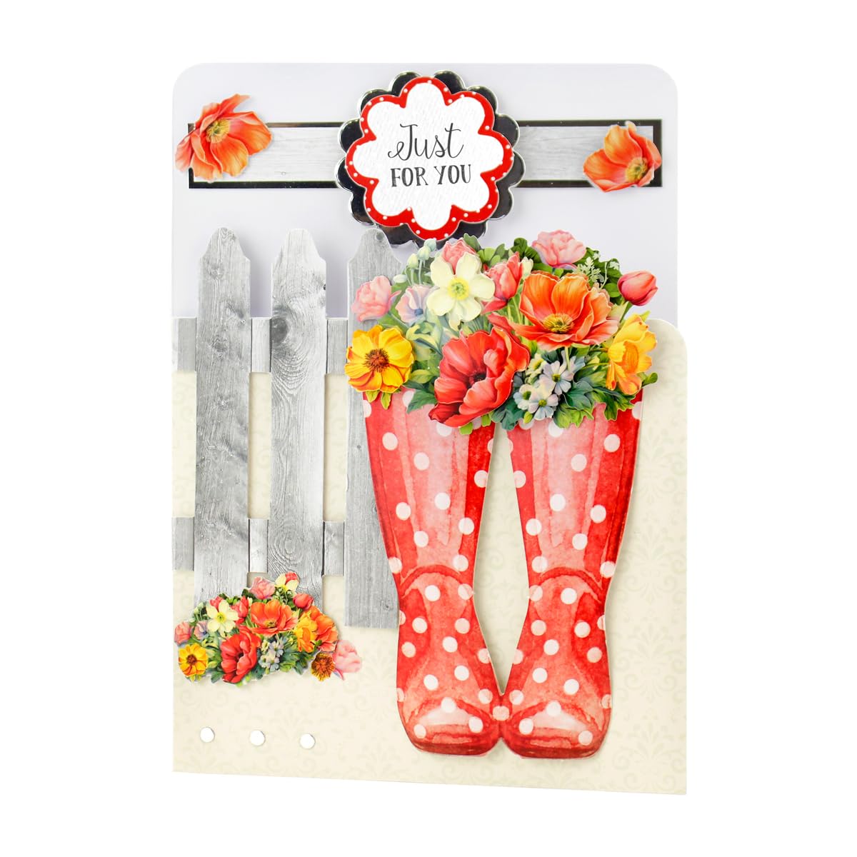 Katy Sue Pretty Petals Picket Fence Card Making Kit. Contains 8 Shaped Cards, 2 Sheets of Die Cut Decoupage, Foam Pads, 8 Envelopes & Instructions. for Card Making Supplies & Card Crafting