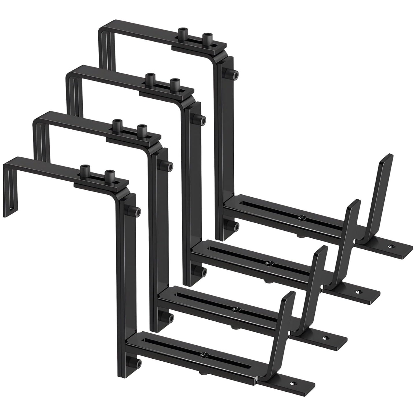 Railing Planter Holders, 4 Adjustable Brackets, Fits 2-7 in Rails, for 5.9-12.6 in Pots, Sturdy Iron, Rustproof