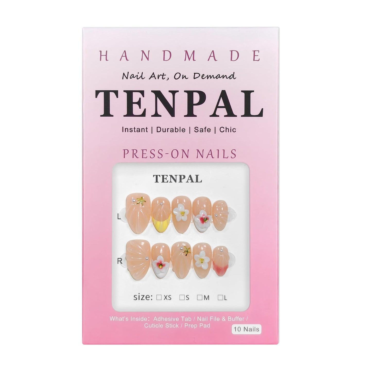 TENPAL Warm Yellow French Tips Press on Nails Short Oval with 3D Floral, Handmade & Reusable, Cute Sheer Soft Sunny Style False Nails for Clean Daily Wear(M)