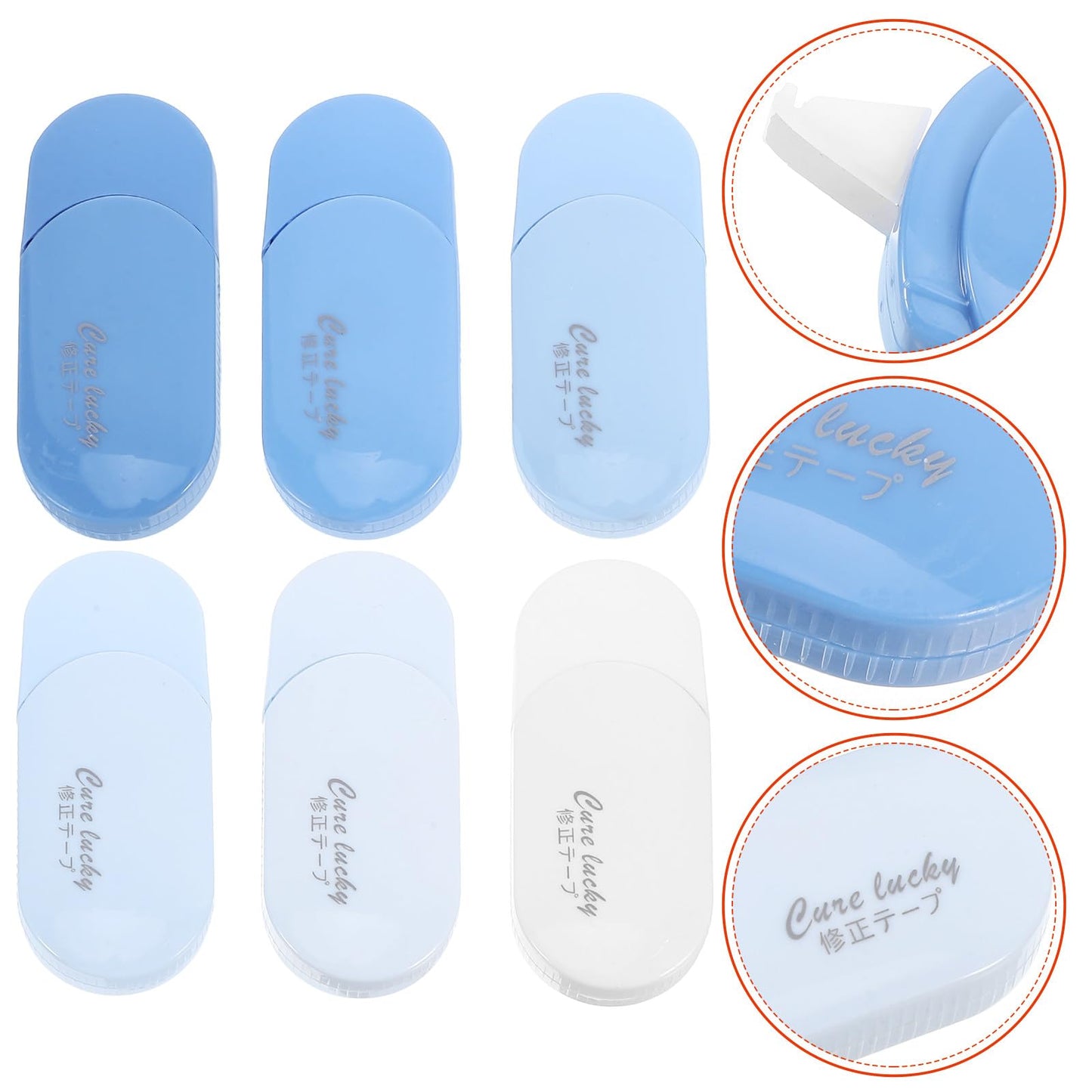 Gogogmee 6pcs Gradient Blue Correction Tape for Students, Household White Tape Erasers with Convenient Dispenser, Office and School Writing Supplies for Note Taking and Homework