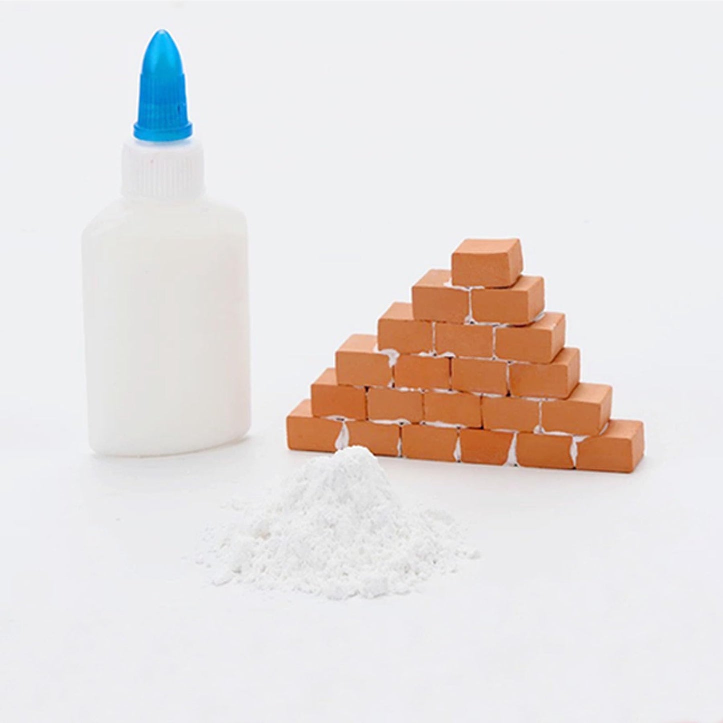 Woohome 19 PCS Miniature Wall Bricks Miniature Brick Silicone Mold Scale Brick Making Tool Kit Tiny Red Bricks Crafts Kit for Mini Garden Sand Table Landscape Building Accessories