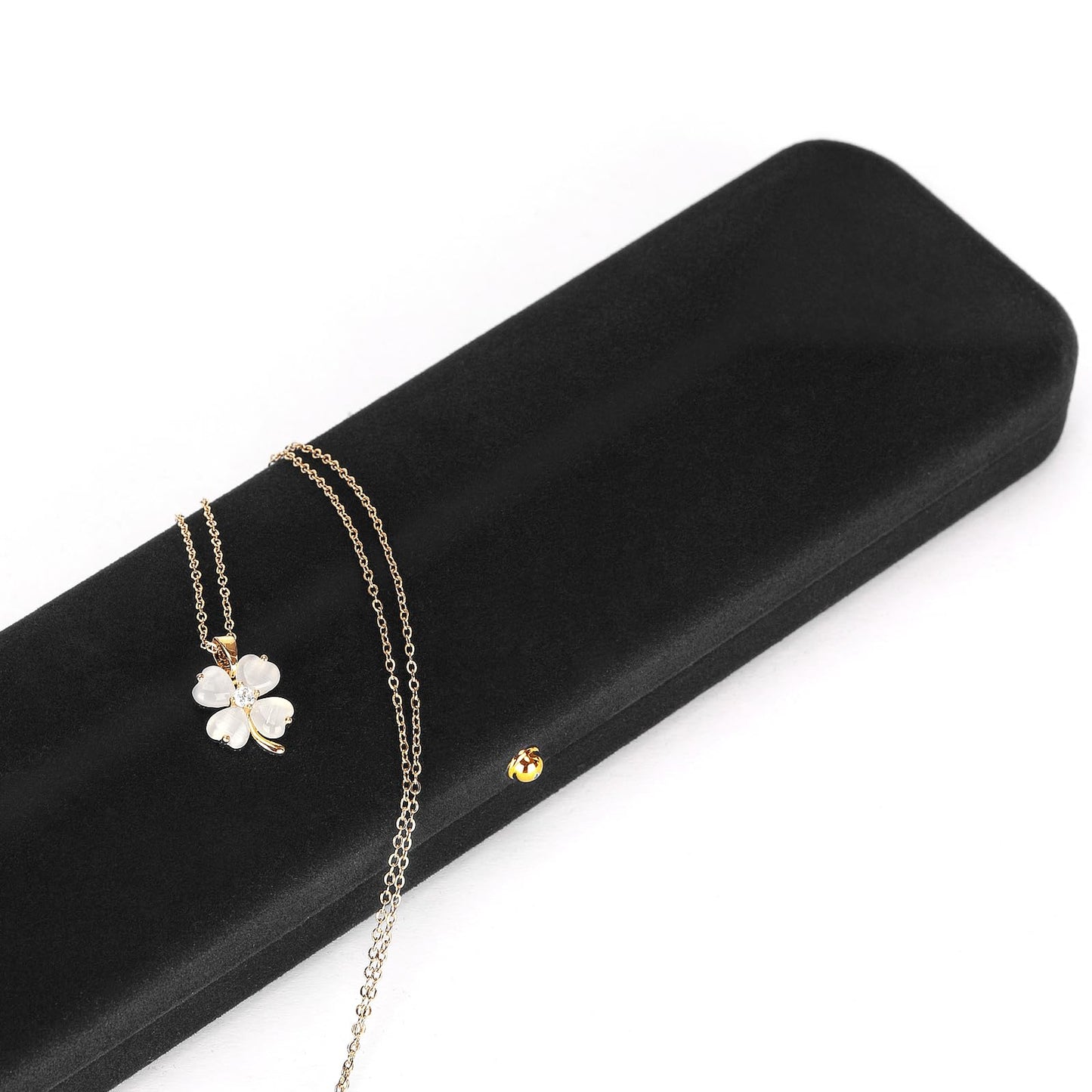 KUKUVR 2 Pieces Velvet Necklace Bracelet Gift Box, Jewelry Long Chain Holder Display Storage case for Women men (Black)