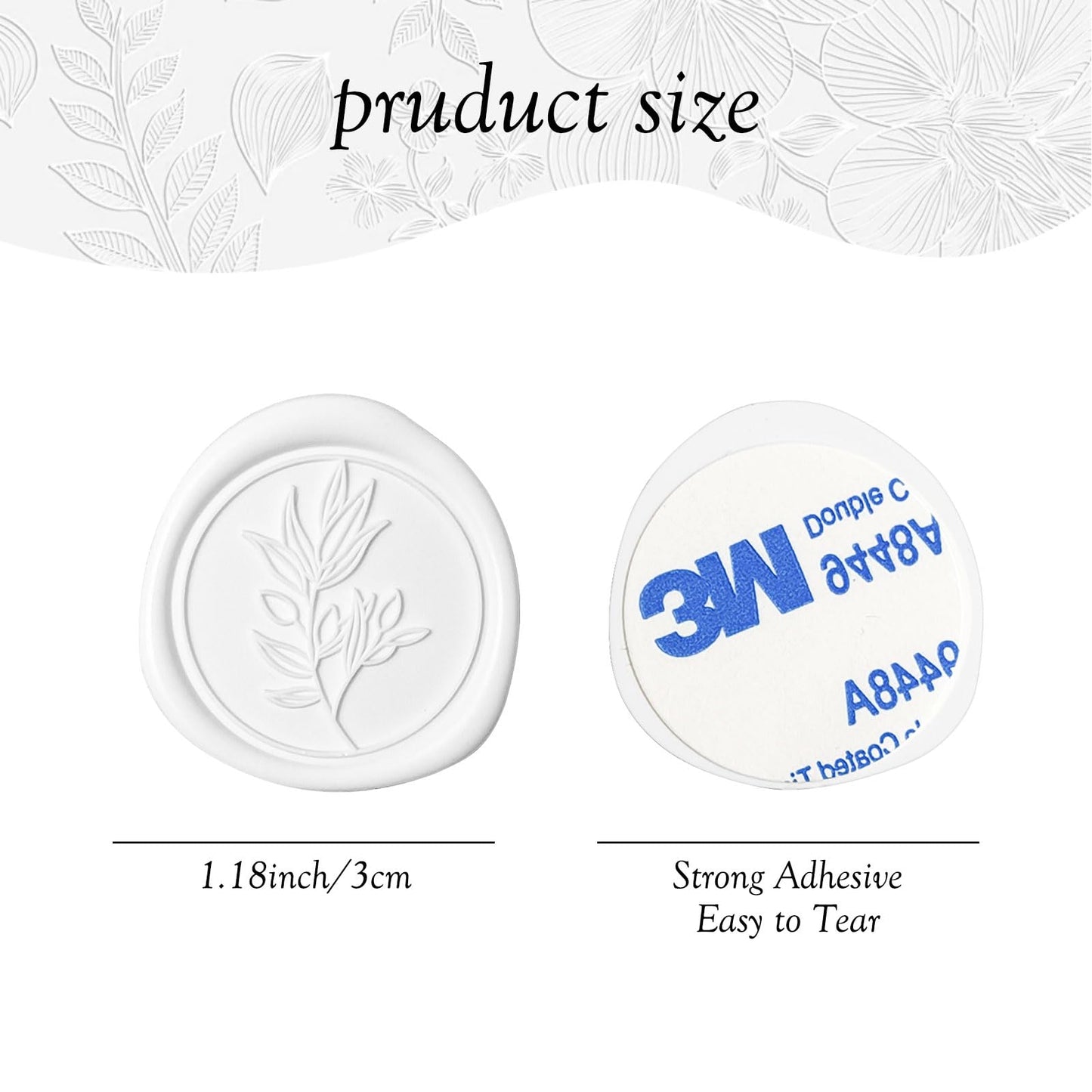Pilloze 50Pcs White Self-Adhesive Wax Seal Stickers - Wax Seal Perfect for Wedding Invitation or Envelope Good Adhesion and Easy to Use, Wedding Invitation Accessories