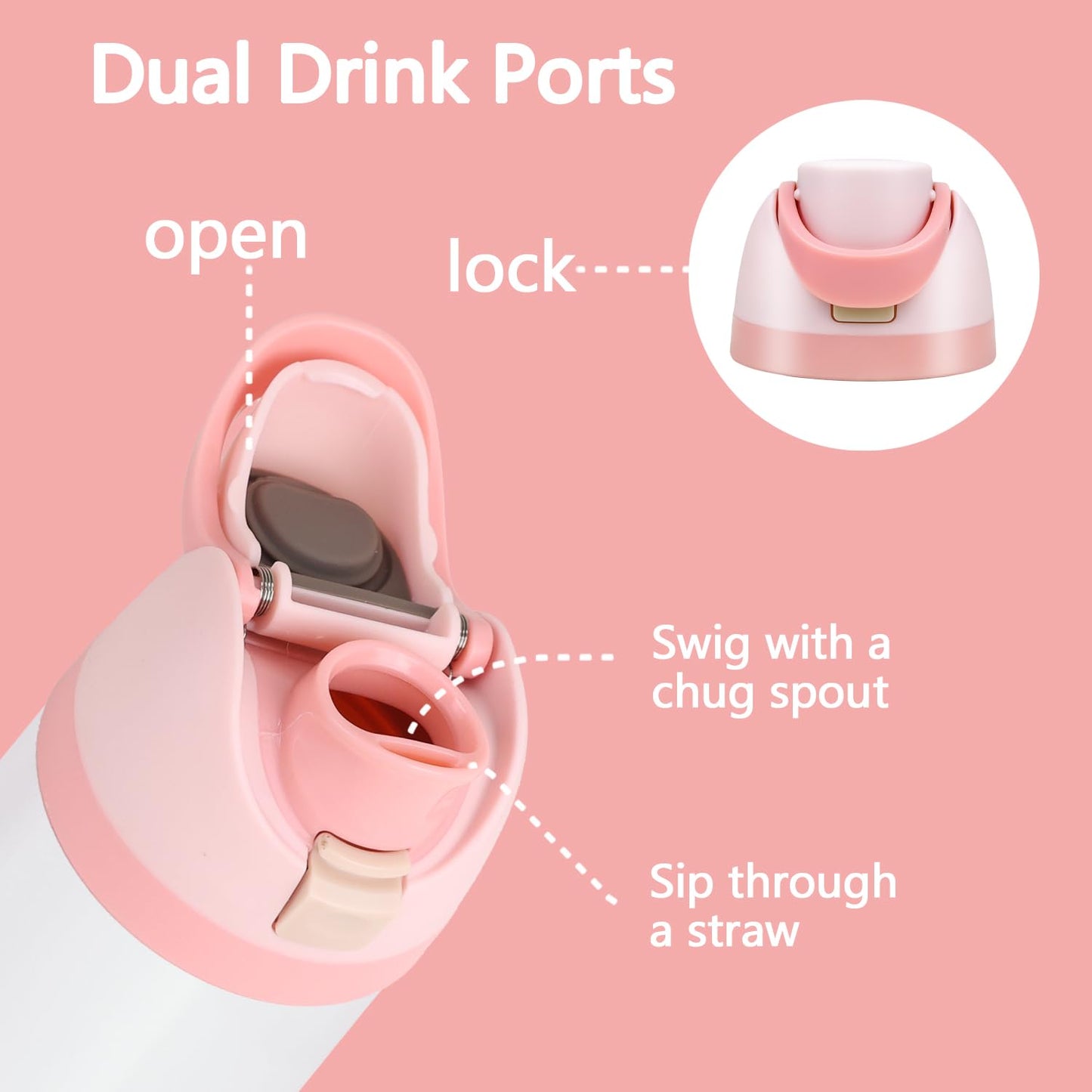 NebkDask Replacement Lid for Owala Freesip,Compatible with Owala Cup 16oz 24oz 32oz 40oz,BPA-Free,Leakproof Cap Water Bottle for Owala Bottles with Two Stoppers and Two O Seal Rings(Pink)
