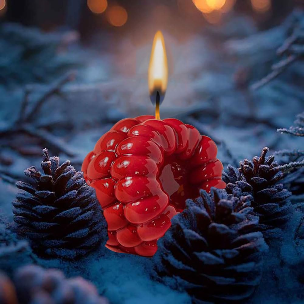 6-Hole Raspberries Mousse Cake Mold Food Grade Silicone Molds for Baking 3D Raspberries Pudding Cakes Silicone Mold Dessert Chocolate Molds Rubus Fruit Cake Decorating Tools Non-stick Baking Mould