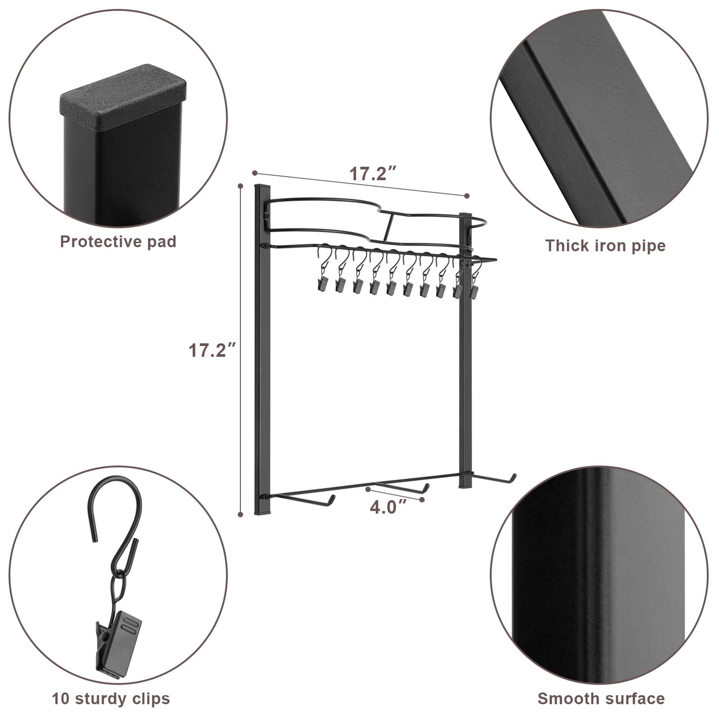 HYDERMUS Hat Rack for 45 Baseball Caps with 10 Clips 3 Tier Hat Organizer for Wall Multi-functional Hat Hanger Metal Hat Holder at Closet Bedroom Entryway Gift for Men Boy Teen