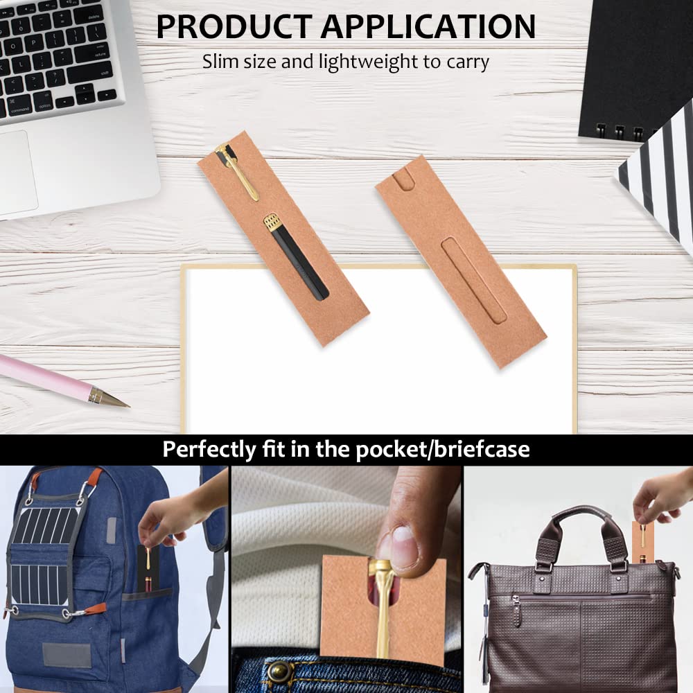 20Pcs Single Pen Sleeve Case Holder, Single Pen Pouch with Window for Display, Single Pen Protector Made of Paper, Pen Packaging Bag (Brown)