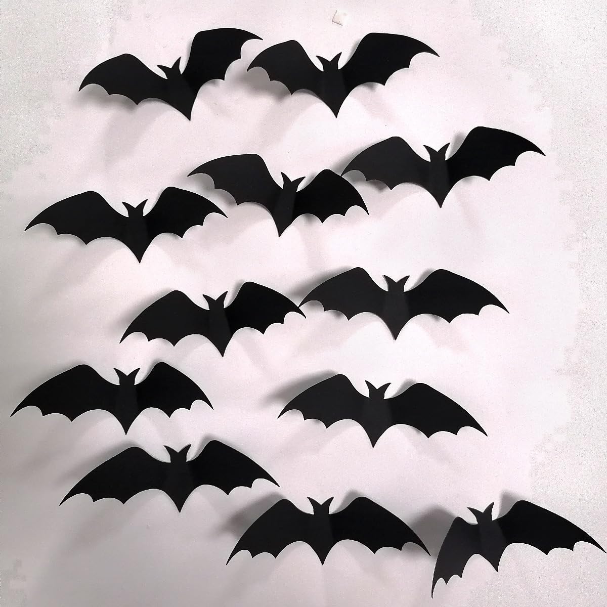 Adam Victor 3D Bats Wall Stickers, Halloween Decors- 36 Black Bats and 36 Red Bats- Halloween Party Decoration