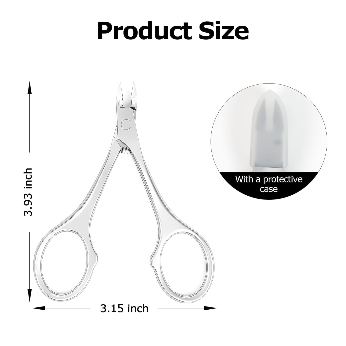 Criyar Scissor-like Handle Cuticle Nippers with Spring Action, Fine Blade Cuticle Trimmer and Remover for Manicure Pedicure Nail Tools and Supplies, Nail Scissors & Nail Clippers (Silver-1 PACK)
