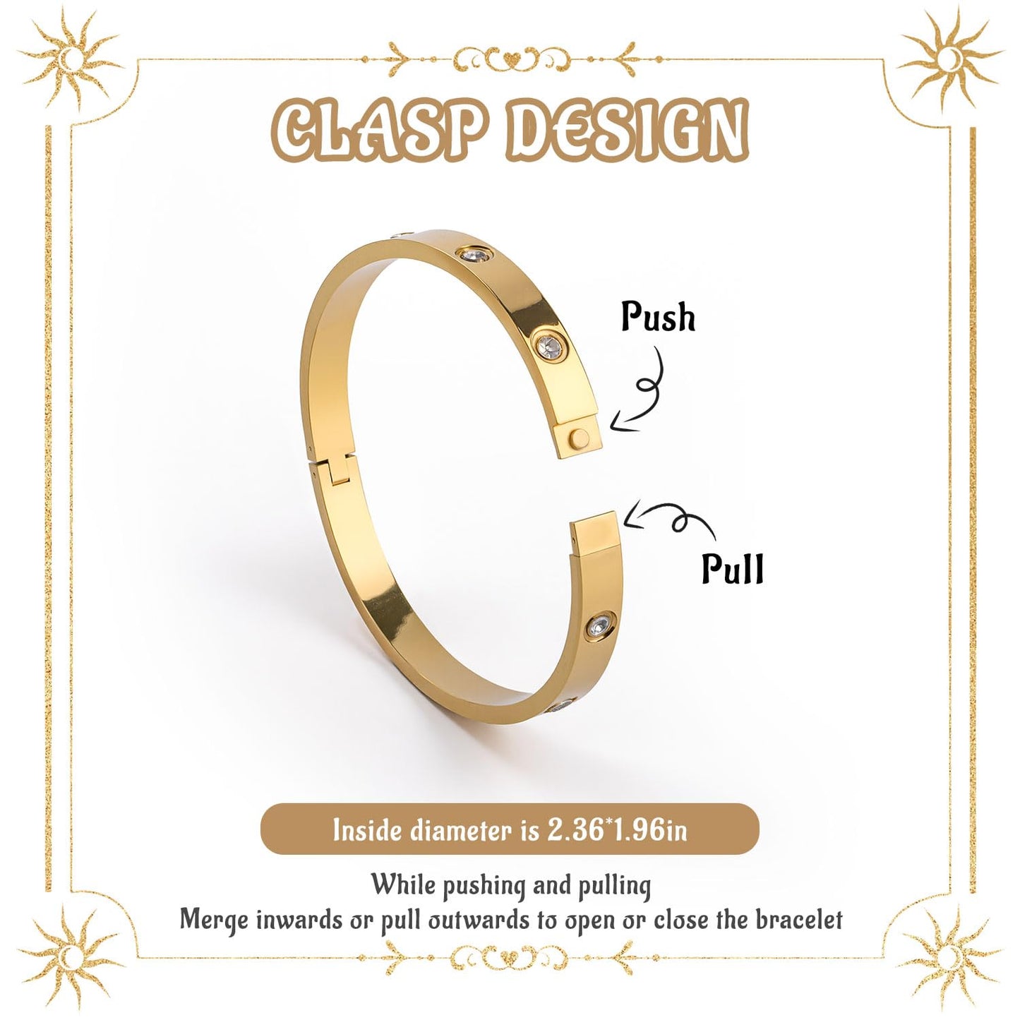 18K Gold Plated Clover Bracelet Bangle Set, 4pcs Stackable Four Leaf Gold Bracelet Set for Wife Mom Girlfriend