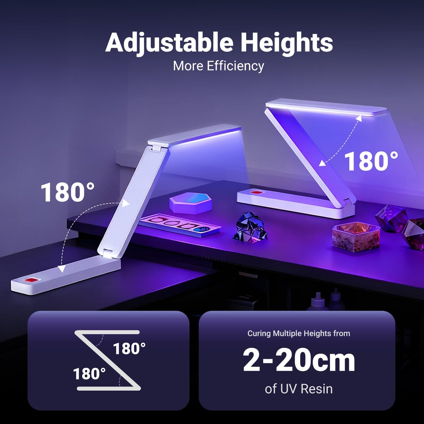 HOOTUU UV Resin Lamp, Foldable Rechargeable UV Light for Resin Curing, 40 LEDs High Power Resin Curing, Machine Portable UV Resin Light for Crafts, Small DIY Projects