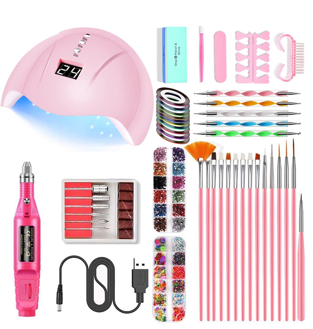 Portable UV Lamp LED Dry Nail Kit Manicure Nail Tool Set,Practical Nail Art Set,Electric Nail Drill with UV LED Nail Light ,3D Art Acrylic Nail Tools