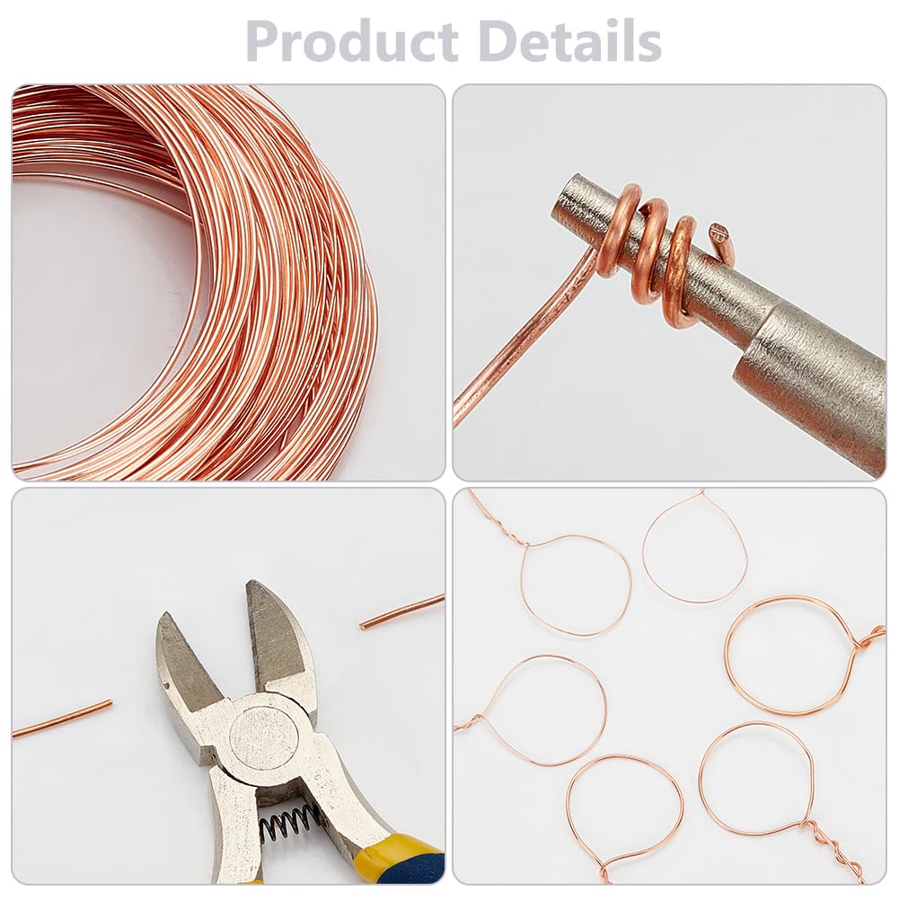 BENECREAT 12 Rolls 196 Feet Dead Soft Copper Wire, 18/20/22/24/26/28 Gauge Solid Bare Copper Wire for Jewelry Making, Gem Wrapping