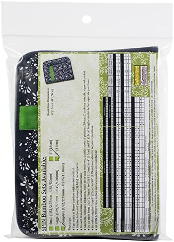 ChiaoGoo Spin Bamboo Complete Set, 5-inch (13 cm) [S][L], US 2-15 (2.75-10 mm)