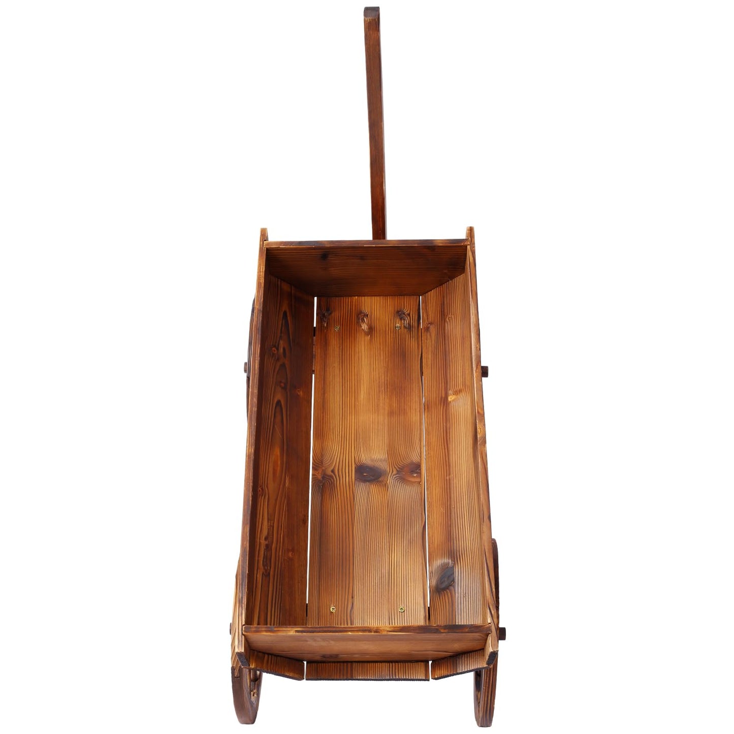 Geelife Wood Wagon Flower Planter Pot Stand with Wheels Home Garden Outdoor Decor