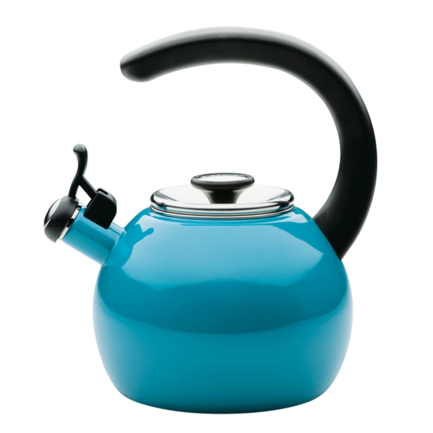 Circulon Enamel on Steel Whistling Induction Teakettle, Tea Kettle for Stovetop with Flip-Up Spout, 2-Quart, Turquoise