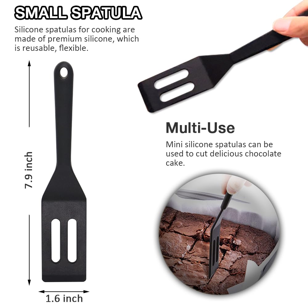 Eolilim Small Spatulas 5PCS, Mini Size Silicone Turner Easy to Clean, Flexible Brownie Spatula, Spatulas for Kitchen Use, Mini Silicone Spatula for Fish, Fried Rice