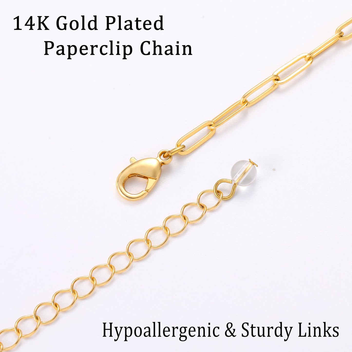 Lydow Paperclip Chain Necklace for Women Charm Necklaces Paper Clip Adjustable Chunky Plated Jewelry Gifts