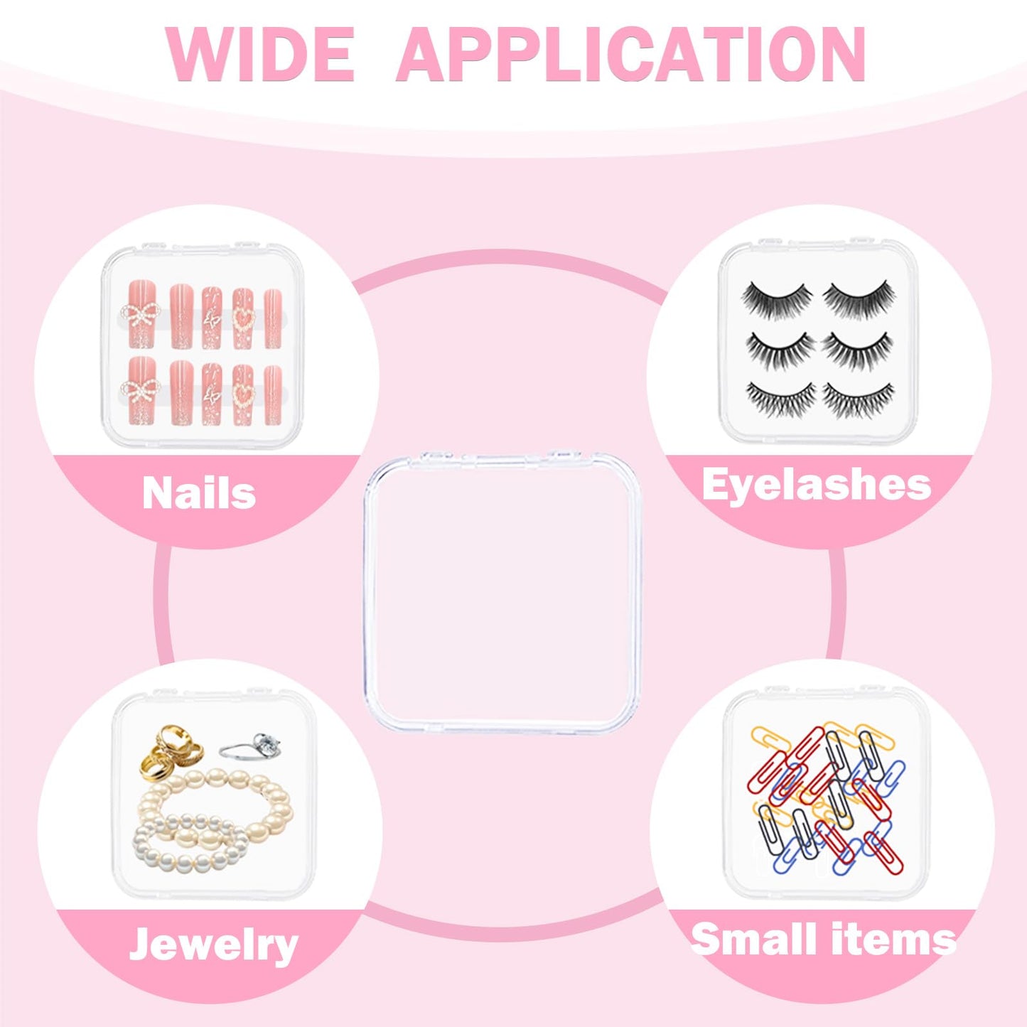 24pcs Press on Nail Storage Box with 10M Adhesive Double Sided Tape Acrylic Nail Display Box Artificial False Nail Box Organizer Fake Nail Case Transparent Nail Packaging Boxes for Nail Salon