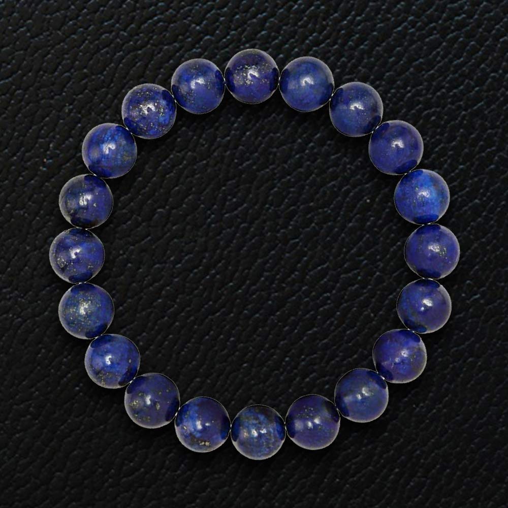 Forziani 10mm Lapis Lazuli Beaded Bracelet for Men - Prosperity and Wisdom - Stretch Navy Blue Gemstone Beads Mens Bracelet - Made in USA - Gift For Him