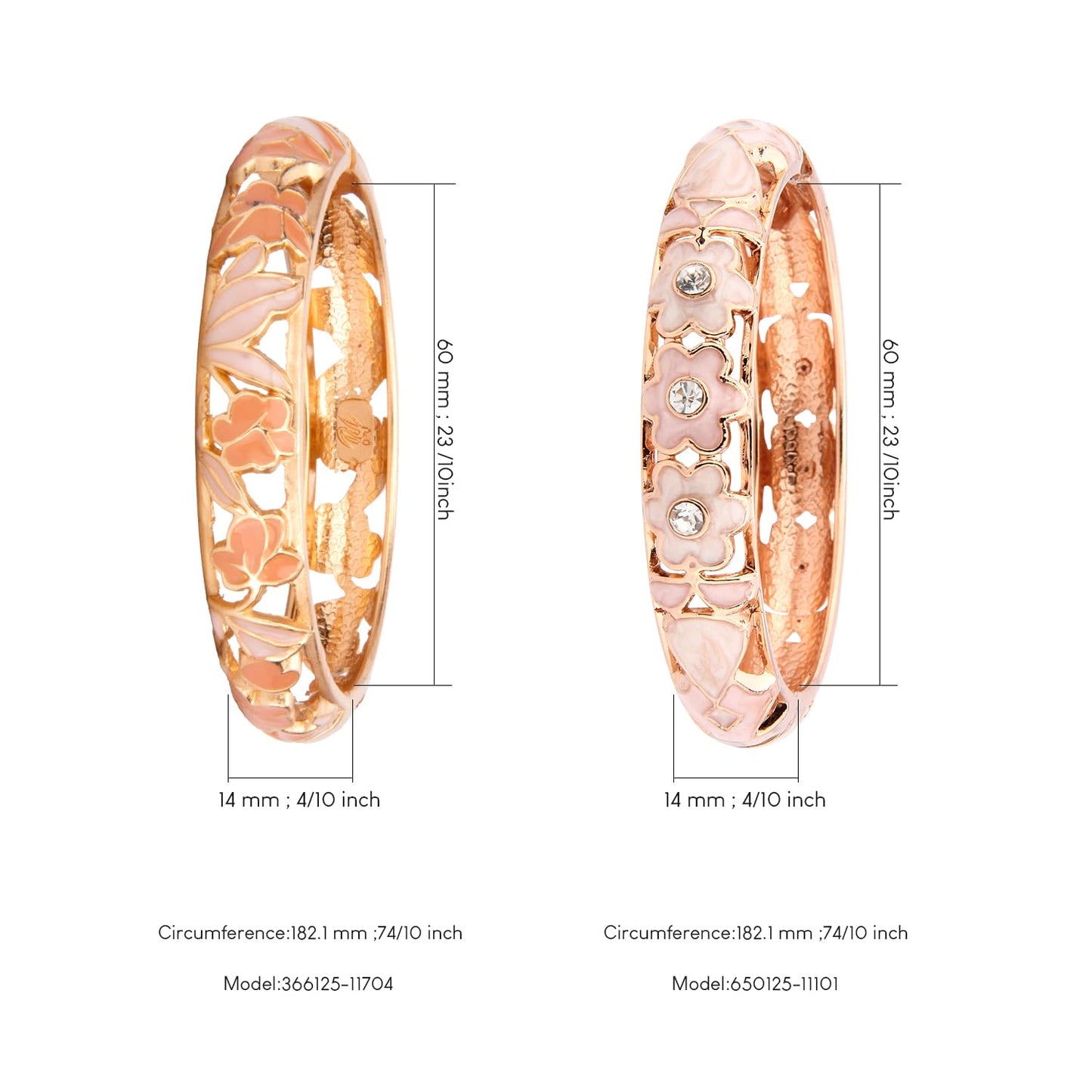 UJOY Cloisonne Bracelet Lotus Flower Plated Cuff Bangle Enameled Jewelry Bracelets Gift for Women Pack in Case 88A18-88B18 Pink
