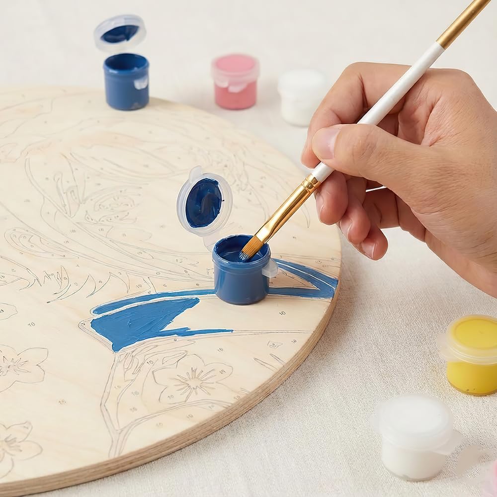 Country Kitchen Paint by Numbers Kit for Adults on Wood Board – DIY Rustic Breakfast Table Scene Wood Craft Painting Kit, 12 in Round, Acrylic Paint Set, Beginner-Friendly, Relaxing Home Decor Gift