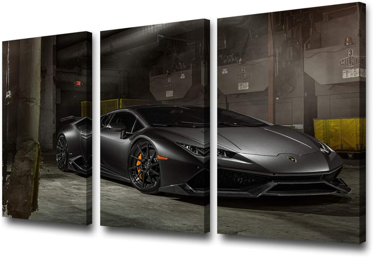 TUMOVO 3 Panel Modern Framed Landscape Artwork Giclee Canvas Prints Pictures Paintings on Canvas Wall Art for Living Room Bedroom Home Office Decorations,Sports car Poster - 12 x 24 inch x 3 Pieces