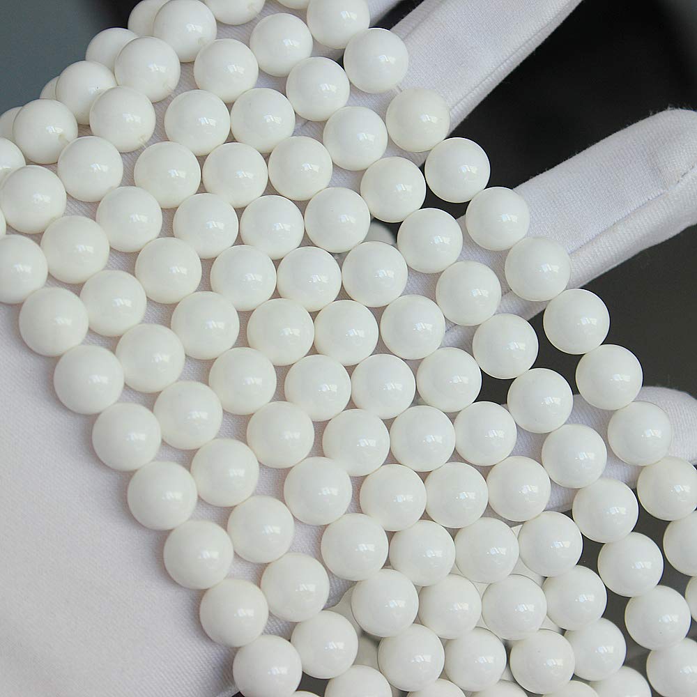 MJDCB 7A Natural Deep Sea White Shells Round Stone Beads for Jewelry Making DIY Bracelet Necklace (10mm)