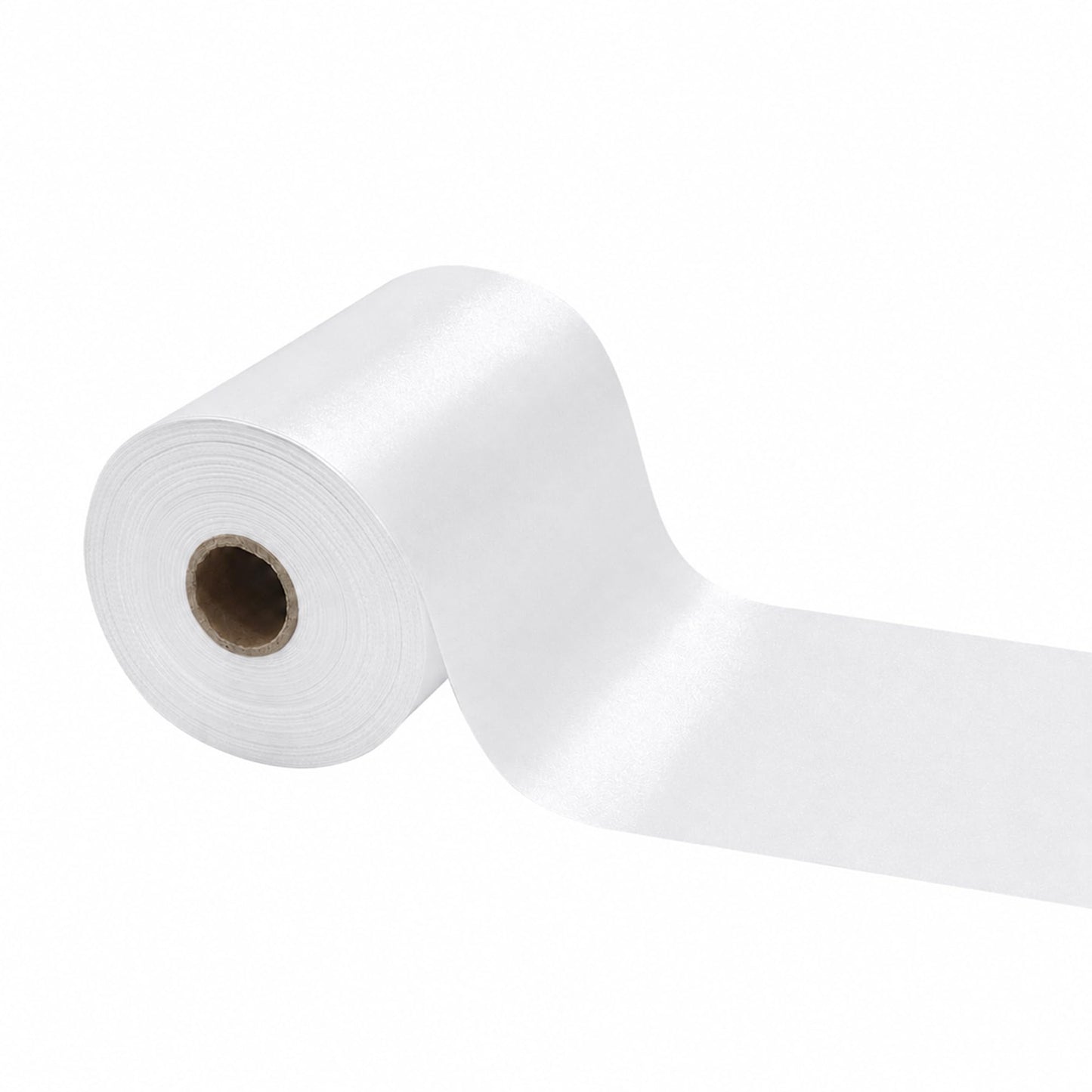 BVIEAKD Wide White Satin Ribbon 4 Inch x 50 Continuous Yards Solid Fabric Ribbon for Cutting Ceremony kit Grand Opening Wedding Birthday Party Decoration Bows Chair sash
