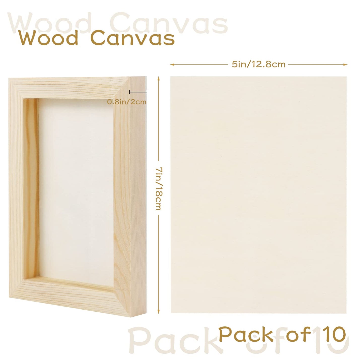 Bercoor 10 Pcs 5x7 Wood Panel Boards, Unfinished Wood Canvas Wooden for Painting, Arts, Pouring Use with Oils, Acrylics