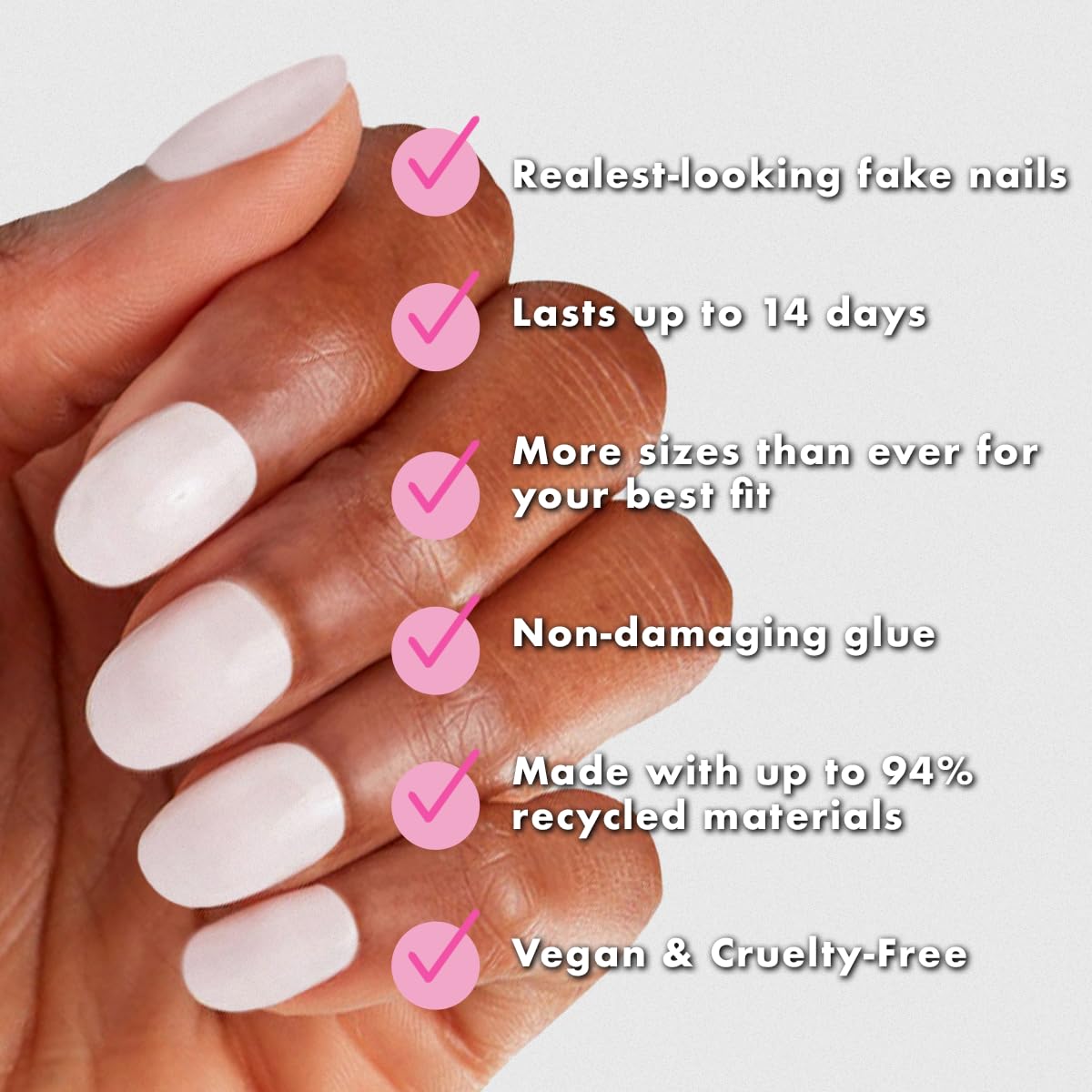 Olive & June Instant Mani Press-On Nails (Glue) | 42 Fake Nails, 21 Sizes | Non-Toxic, Long-Lasting Recycled Materials Realistic Look | Spring Flowers & Patterns | Extra Short, Round |Strawberry Scone