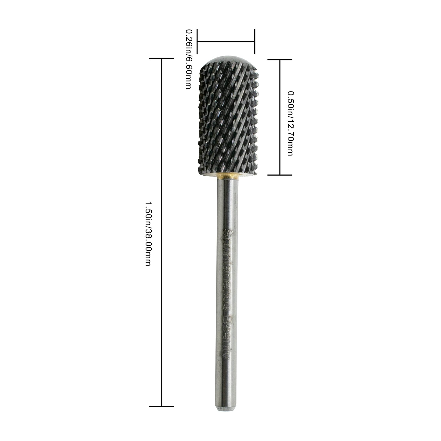 Spontaneous Beauty Premium Safety Nail Carbide Smooth Round Top 3/32" Shank (DLC Black - Large Barrel, Coarse - C)