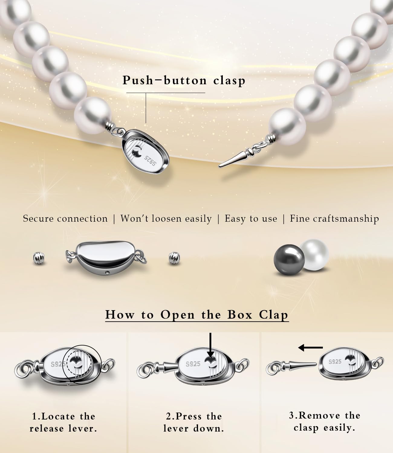 Raneecoco HYPER LUSTER Sterling Silver 10mm Round Ombre Gray Simulated Pearl Necklace for Women | Dainty 16 inch Pearl Choker Necklace | Gift Ready for Wedding