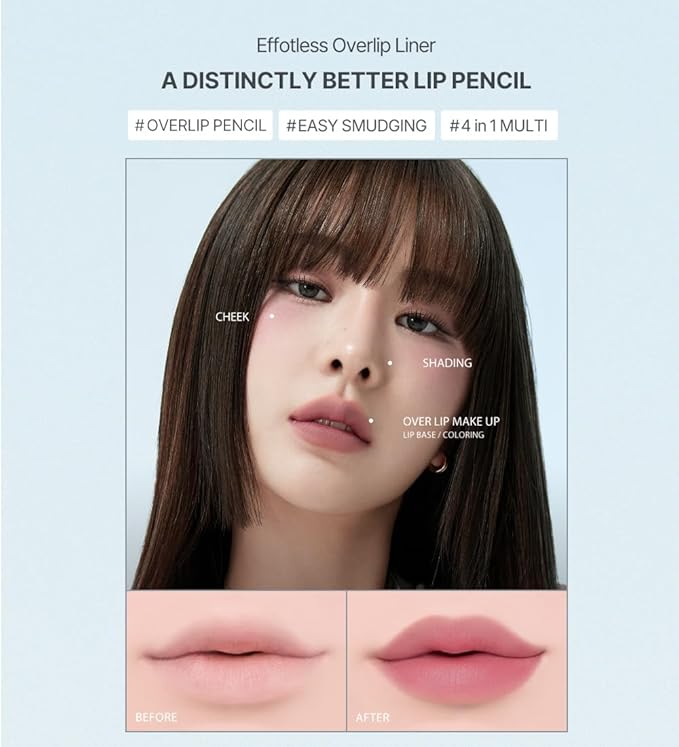 Heart Percent Dote On Mood Lip Liner Pencil, Long-Lasting Creamy Lip Crayon Smooth Lipliner Retractable Lipstick Overlip Line Color 0.8g, #13. Bare Lips