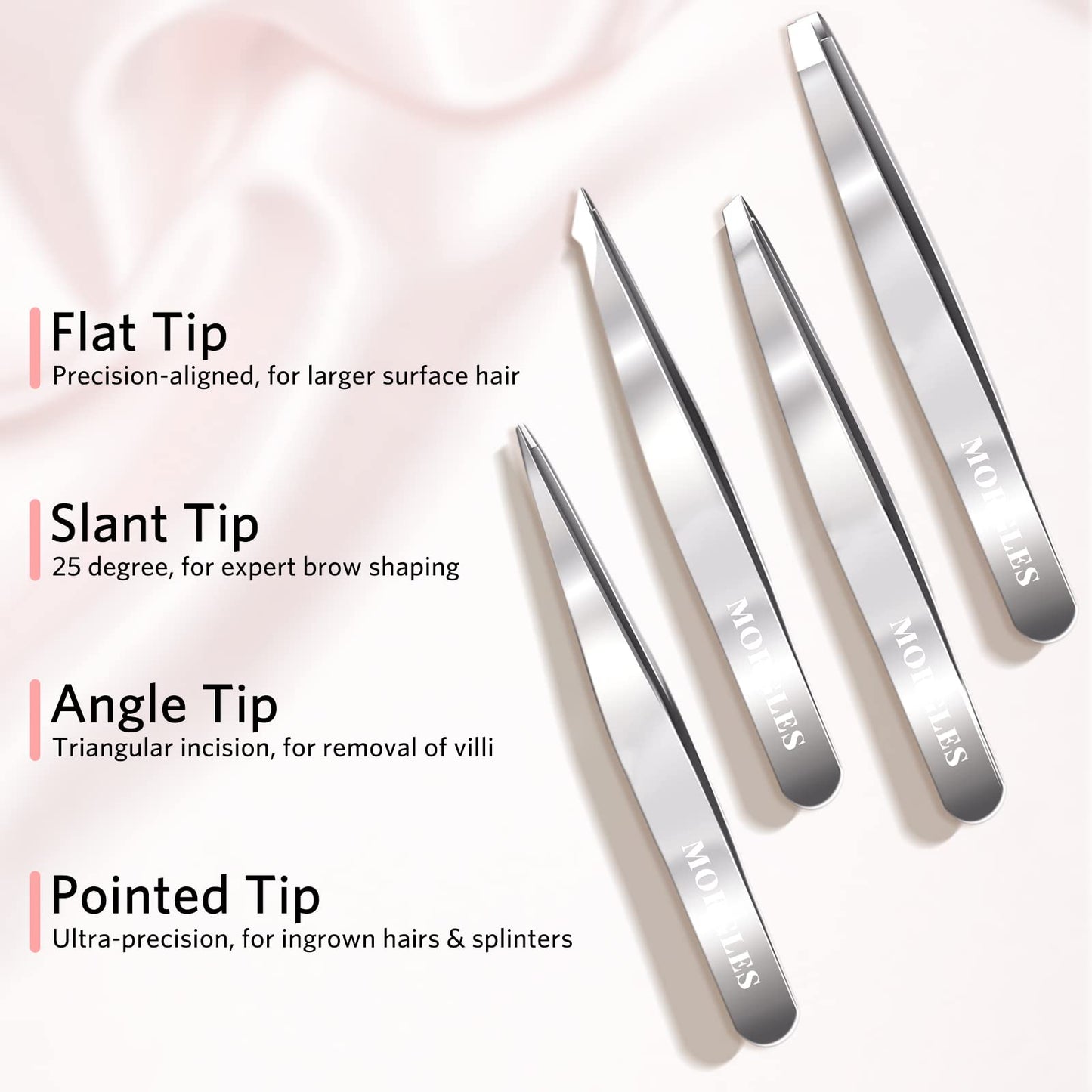 Tweezers and Nail Clipper Set with Case for Men Women, MORGLES 9 Pcs Professional Stainless Steel Tweezers No Gaps