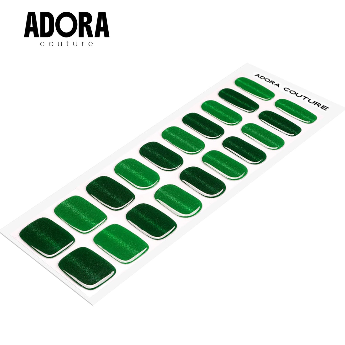 Semi-Cured Gel Nail Strips - 20 Salon-Quality Gel Sticker with UV Light Required, Long Lasting, Easy Application & Removal, Includes Prep Pad, Nail File, Wooden Stick (Emerald Allure)
